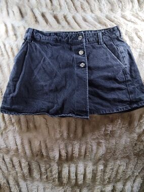 Dark Wash Denim Mini Skirt with Button Front